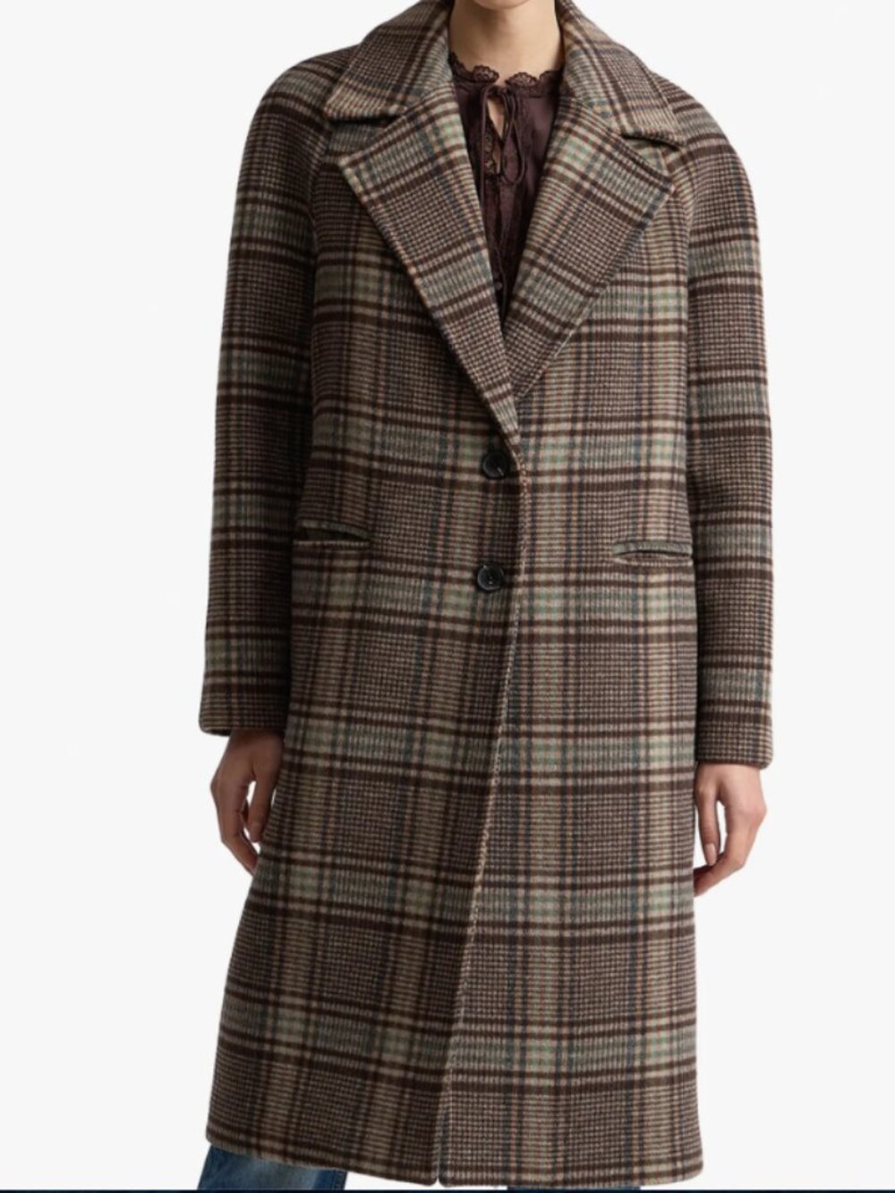 NWT $288 Avec Les Filles plaid Walker Long Coat - Picture 7 of 7
